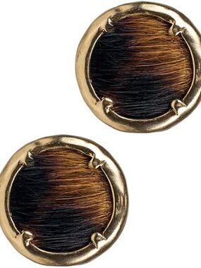 Patricia Nash Alice Post Button Stud Earrings Russian Gold NWT